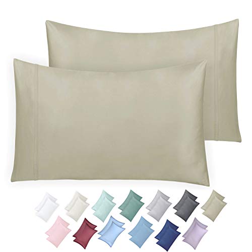 Product Cover California Design Den 600 Thread Count Pillowcase Set of 2, 100% Long-Staple Combed Cotton, Breathable, Soft Sateen Weave Luxury Hotel Quality Pillow Cases (Standard, Taupe)