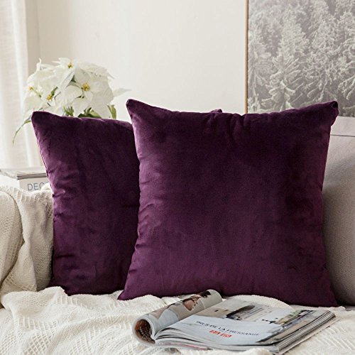 Product Cover MIULEE Pack of 2, Velvet Soft Soild Decorative Square Throw Pillow Covers Set Cushion Case for Sofa Bedroom Car 20 x 20 Inch 50 x 50 cm