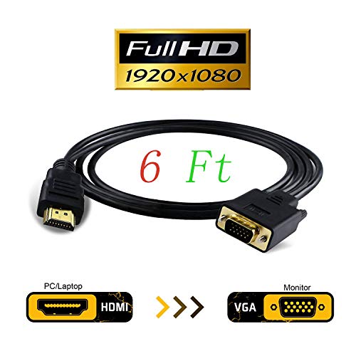 Product Cover HDMI to VGA Adapter Cable VGA to HDMI Adapter Monitor D-SUB to HDMI 15 Pin to HDMI Adapter Male to VGA Male Connector Cord Transmitter one-Way Transmission for Computer PC JBingGG