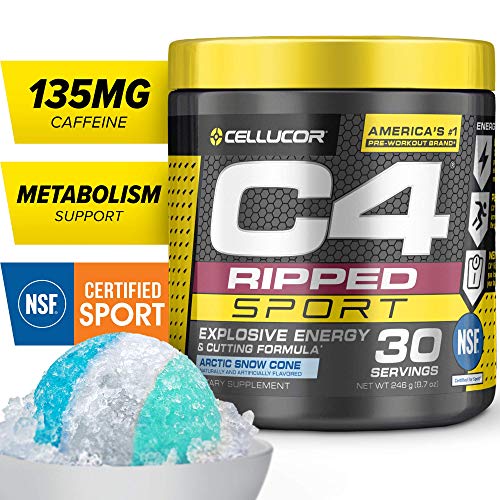 Product Cover C4 Ripped Sport Pre Workout Powder Artic Snow Cone, Nsf Certified for Sport + Sugar Free Preworkout Energy Supplement for Men & Women, 135mg Caffeine + Weight Loss, 30 Servings, 8.7 Oz