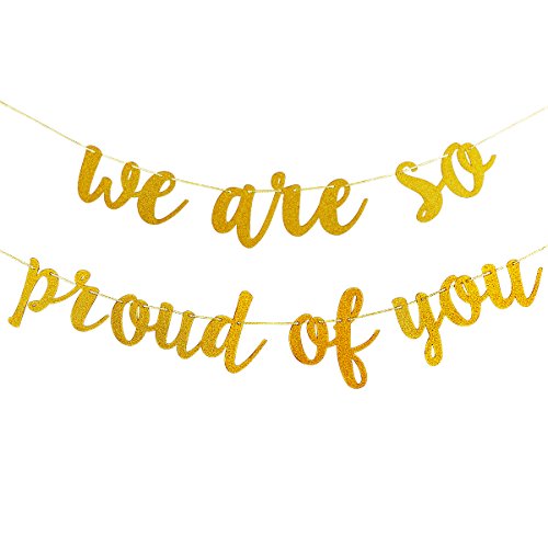 Product Cover Gold Glittery We are So Proud of You Banner -Graduation Party/Grad Party Decorations