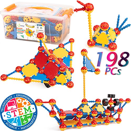 Product Cover cossy STEM Learning Toy Engineering Construction Building Blocks 198 Pieces Kids Educational Toy for Boys and Girls Ages 3 4 5 6 7 8 9 Year Old (198 Pcs)