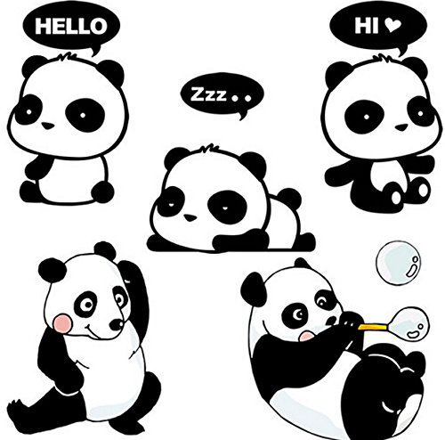 Product Cover Funcoo Wall Sticker, 10 pcs Cute Panda Design Light Switch Decor Decals Wall Stickers (Style-1)
