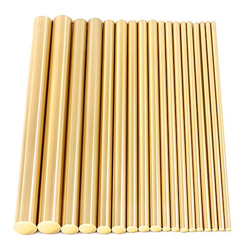 Product Cover Swpeet 18Pcs Assorted Brass Solid Round Rod Lathe Bar Stock Kit, Diameter 2mm-8mm Length 100mm, Perfect for Various Shaft, Miniature Axle, Model Plane, Model Ship, Model Cars