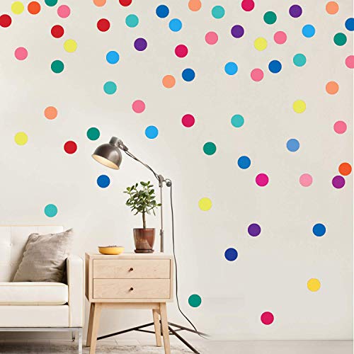 Product Cover Wall Stickers for Bedroom Living Room, Polka Dot Wall Decals for Kids Boys and Girls, Multicolor 2inch (60 Circles)