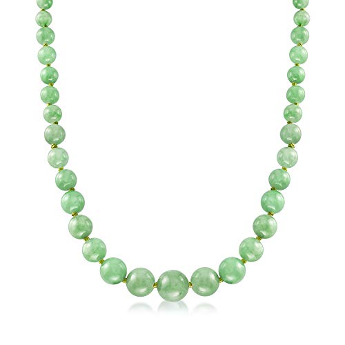 Product Cover Ross-Simons 6-13mm Graduated Green Jade Bead Necklace With 14kt Yellow Gold