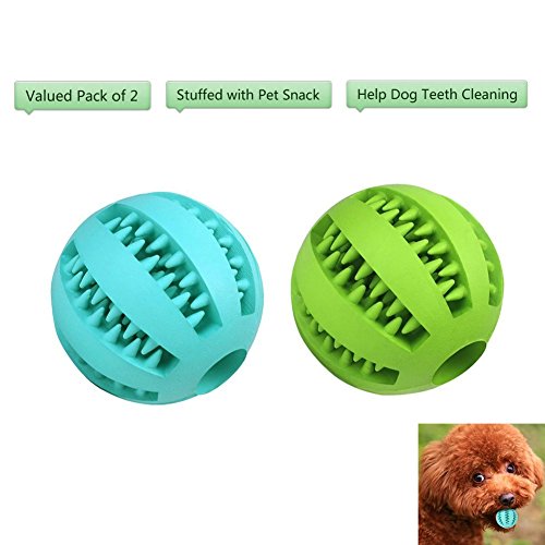 Product Cover Bojafa 2Pack Best Dog Teething Toys Balls Durable Dog IQ Puzzle Chew Toys for Puppy Small Large Dog Teeth Cleaning/Chewing/Playing/Treat Dispensing