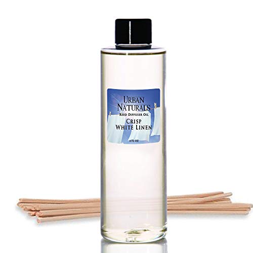 Product Cover Urban Naturals Crisp White Linen Scented Oil Reed Diffuser Refill | Free Set of Reed Sticks! A Fresh, Clean Cotton Scent, 4 oz