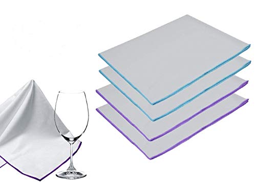 Product Cover SINLAND Microfiber Glass Polishing Cloths Thick Lint -Free Drying Towels for Wine Glasses Stemware Dishes Stainless Appliances 20 Inch X 25 Inch Pack of 4