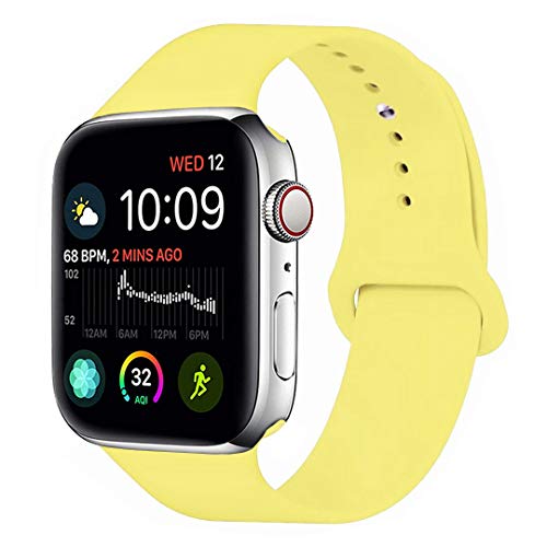 Product Cover MOOLLY for Watch Band 42mm 44mm, Soft Silicone Watch Strap Replacement Sport Band Compatible with Watch Band Series 5 Series 4 Series 3 Series 2 Series 1 Sport & Edition (Pollen Yellow, 44mm(42mm)M/L)