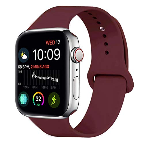 Product Cover MOOLLY for Watch Band 38mm 40mm, Soft Silicone Watch Strap Sport Band Compatible with Watch Band Series 5 Series 4 Series 3 Series 2 Series 1 Sport & Edition (38mm 40mm S/M, Wine Red)