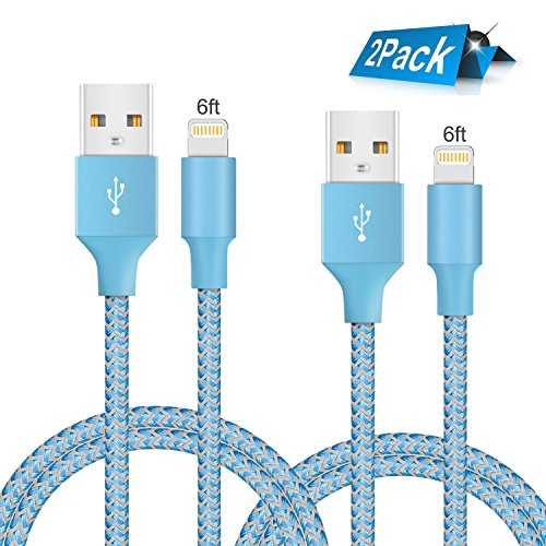 Product Cover iPhone Charging Cable Novtech 2 Pack 6FT iPhone Charger Cable Certified Fast Charging Cord Compatible with iPhone 11 Pro XR Xs Max X 8 7 Plus 6S 6 SE 5S 5C 5 iPad 2 3 4 Mini Air iPro iPod Nano 7 Blue