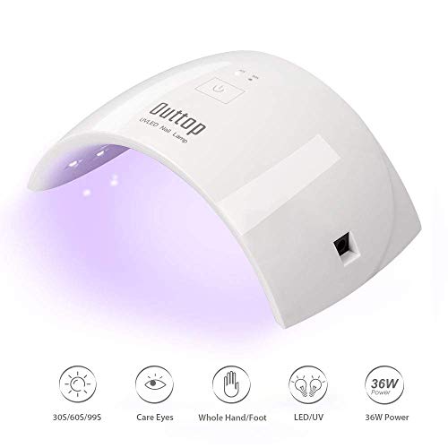 Product Cover Nail Dryer UV Nail Lamp, OUTTOP 36W LED Nail Lamp with 3 Timer Setting and Auto Infrared Sensor , Portable Mini UV Light Gel Nail Polish Dryer Curing Lamp with the for Fingernail and Toenail