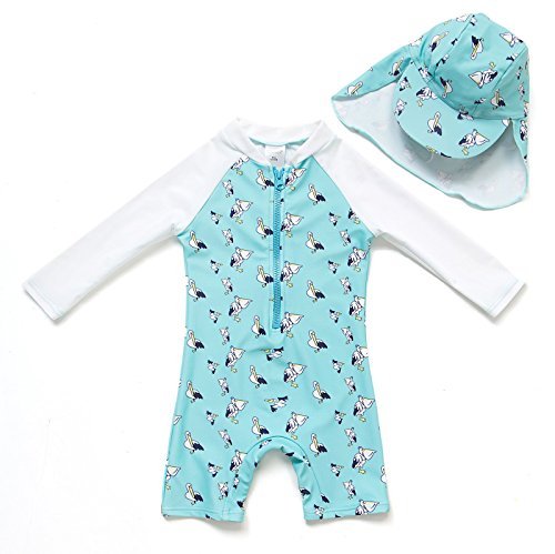 Product Cover BONVERANO TM Infant Boy's UPF 50+ Sun Protection L/S One Piece Zip Sun Suit(Bird 3-6mos)