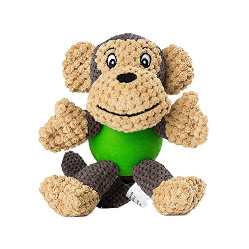 Product Cover EETOYS Plush Squeaky Dog Toys with Durable Chew Rubber Ball Body for Small Dogs Puppy Teething (Monkey)