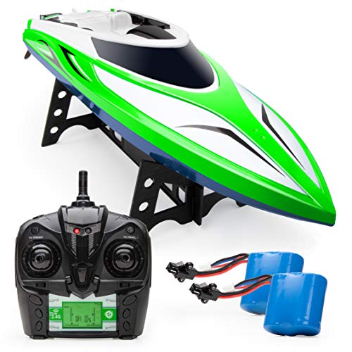 Product Cover Force1 Velocity RC Boat - H102 Remote Control Boats for Pools and Lakes, 20+ mph High Speed Boat Toys (Green)