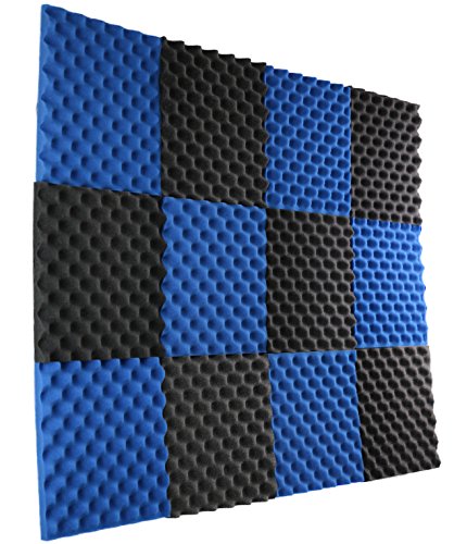 Product Cover New Level 12 Pack- Ice Blue/Charcoal Acoustic Panels Studio Foam Egg Crate 1