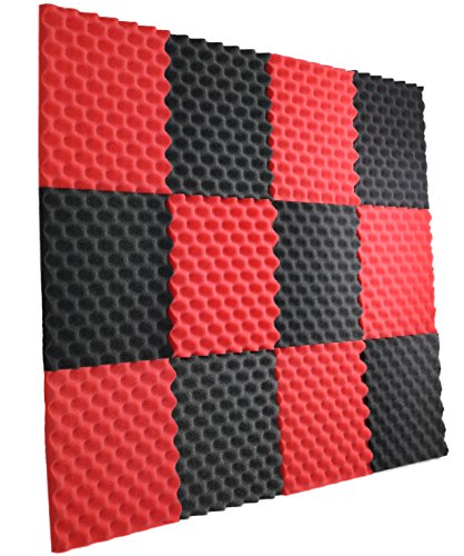 Product Cover New Level 12 Pack- Red/Charcoal Acoustic Panels Studio Foam Egg Crate 1