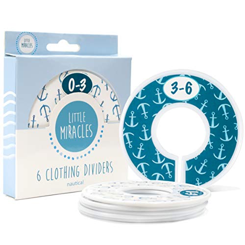 Product Cover Baby Closet Size Dividers - Nautical Nursery Closet Dividers for Baby Clothes - Dividers by Month for Baby Boy Nursery Decor - Baby Closet Dividers for Clothing Racks - [Nautical]