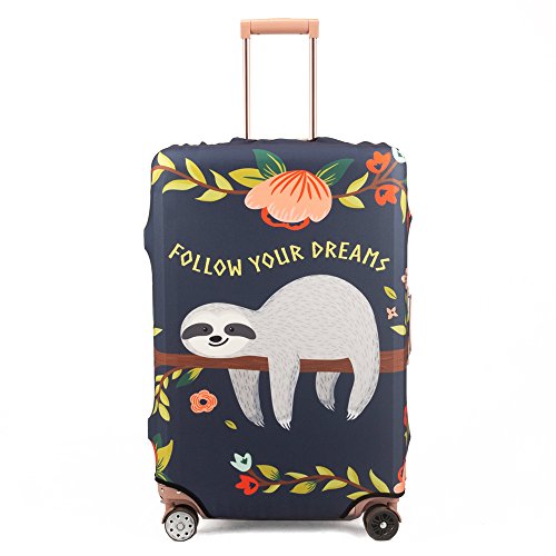 Product Cover Madifennina Spandex Travel Luggage Protector Suitcase Cover Fit 23-32 Inch Luggage (sloth, M)