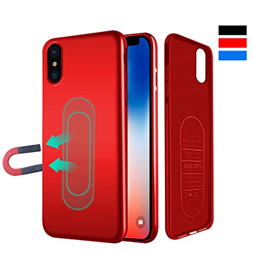 Product Cover Case for iPhone X/XS,Ultra Thin Magnetic Phone Case for Magnet Car Phone Holder with Invisible Built-in Metal Plate,Soft TPU Shockproof Anti-Scratch Protective Cover for iPhone X/XS 5.8''[Red]