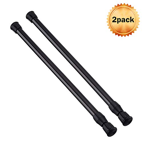 Product Cover AIZESI 2PCS Tension Rod Tier Window Short Curtain Rod,16 to 28inch,Black