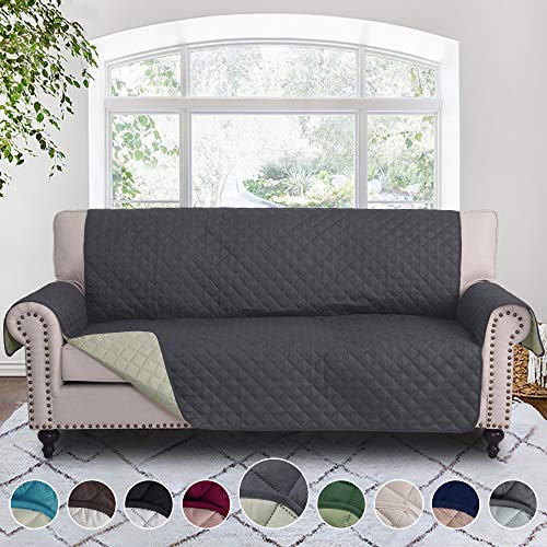 Product Cover RHF Reversible Sofa Cover, Couch Covers for 3 Cushion Couch, Couch Covers for Sofa, Couch Cover, Sofa Covers for Living Room,Couch Covers for Dogs, Sofa Slipcover, Couch Protector (Sofa: Grey/Beige)