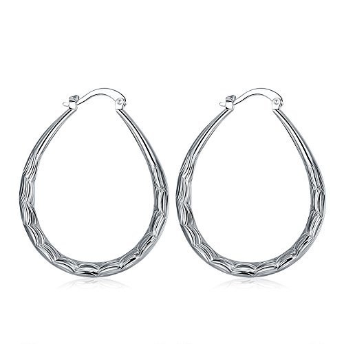 Product Cover KUYIUIF 925 Sterling Silver Fashion Classic Fish Scales Hoop Drop Dangle Earring