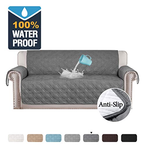 Product Cover H.VERSAILTEX 100% Waterproof Furniture Protector Couch Slip Cover Throw for Pets, Kids, Cats Quilted Sofa Protector Stay in Place Microfiber Soft and Machine Washable (Sofa: 75