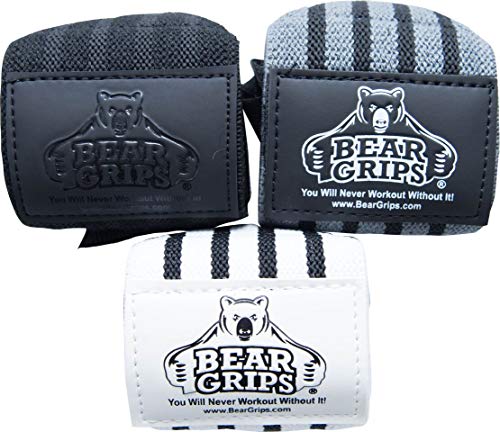 Product Cover Bear Grips Extra Strength Wrist Wraps. Superior Support Straps for Weight Lifting, Gym & Fitness Workout, Crossfit Wods. for Men & Women,Multi-Colors Available. Comes in 12