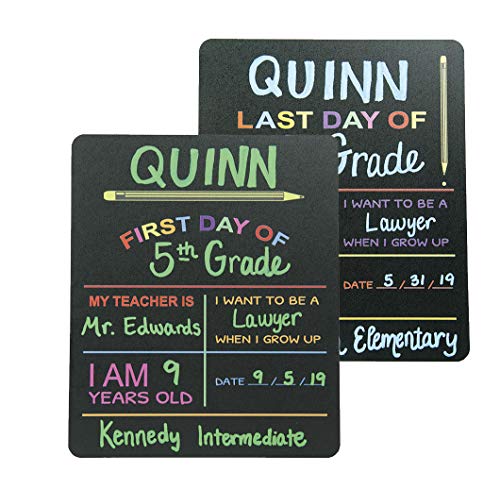 Product Cover Custom Product Solutions Reusable First & Last Day of School Chalkboard Sign. Photo Prop Board, Black w/color print - 12
