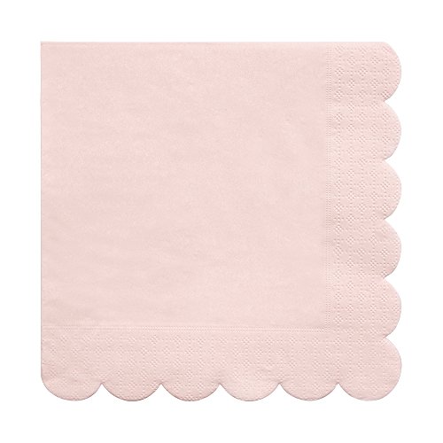 Product Cover Meri Meri Pale Pink Large Napkins - Pack of 20 - Top Quality Thick Ply Paper with Scallop Edge