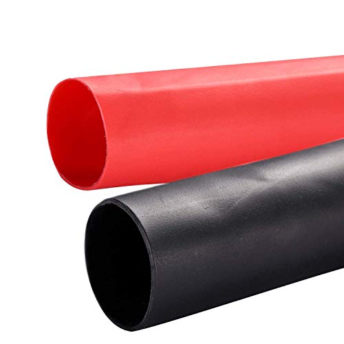 Product Cover Young4us 2 Pack 3/4'' Heat Shrink Tube 3:1 Adhesive-Lined Heat Shrinkable Tubing Black&RED 4Ft