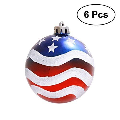 Product Cover LUOEM Patriotic Ball Ornaments July of 4th Ball Hanging Independence Day Party Decor Holiday Wedding Tree Decorations 6pcs