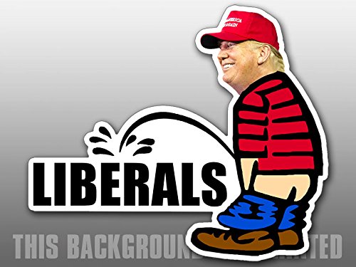 Product Cover American Vinyl Trump Pissing Liberals Shaped Sticker (Funny Peeing GOP Calvin)
