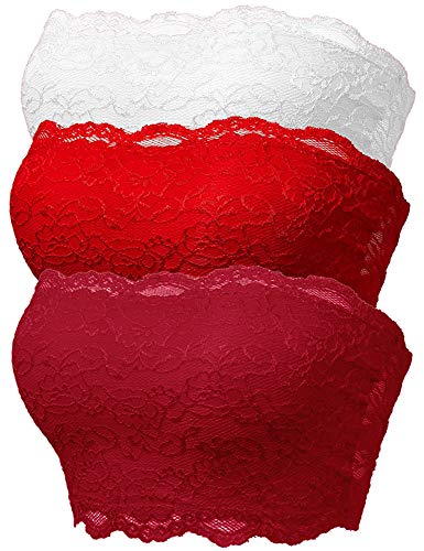 Product Cover TL Women's Full Floral Lace Active Base Strapless Bandeau Tube Bra Top