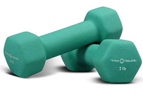 Product Cover Fitness Republic Neoprene Dumbbell Set of 2, 2-20 Pounds Sets Non-Slip, Hex Shape, Free weights set for Muscle Toning, Strength Building, Weight Loss - Portable Weights for Home Gym Hand Weight