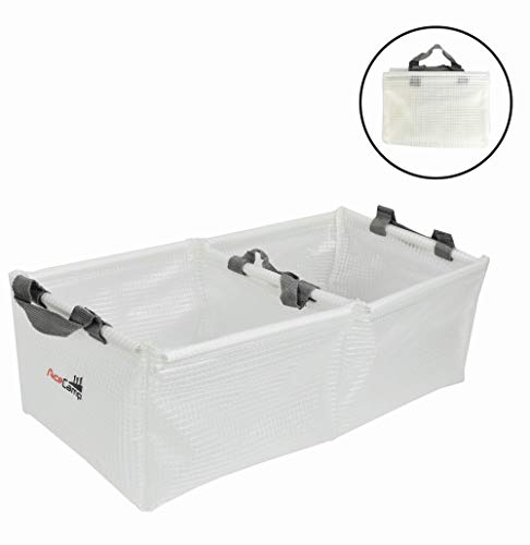 Product Cover AceCamp Multifunctional Collapsible Water Basin, Folding Tub, Portable Bin, Lightweight Foldable Sink with Handles for Camping, Dish Washing, Laundry, Fishing, Hiking, Outdoors (Double Basin - 20L)