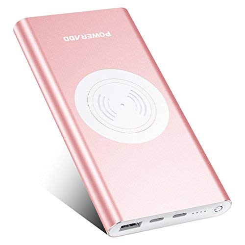 Product Cover POWERADD Qi Wireless Power Bank 10000mAh, QiPower Fast Wireless Charging External Battery Pack 2 in 1 with Bidirectional USB C Matches iPhone X/8/8 Plus, iPad, Samsung Galaxy Note 8, S8 - Rose Gold