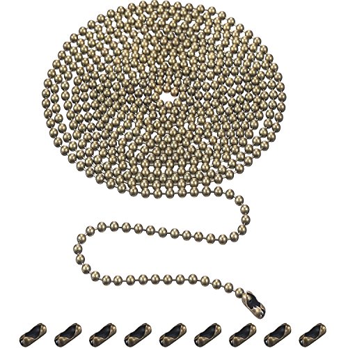 Product Cover Shappy Beaded Pull Chain Extension with Connector, 10 Feet Beaded Roller Chain with 10 Matching Connectors (3.2 mm, Bronze B)