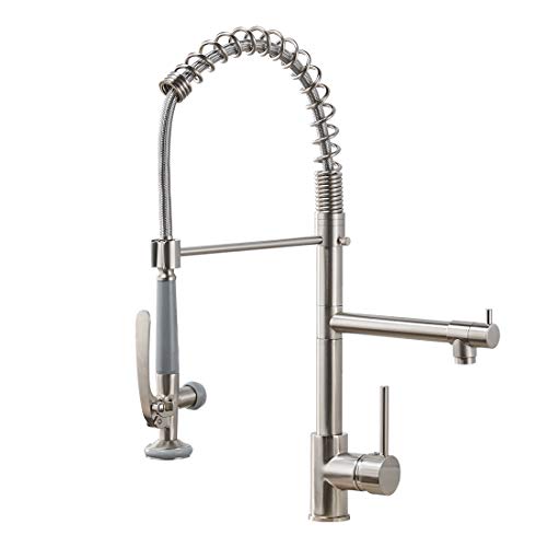 Product Cover Fapully Commercial Pull Down Kitchen Sink Faucet with Sprayer Brushed Nickel