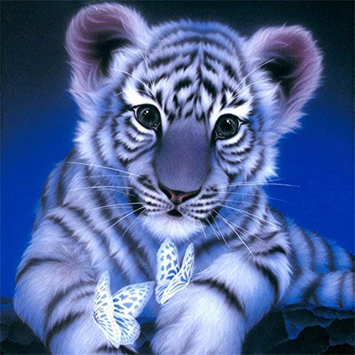 Product Cover MXJSUA 5D Diamond Painting Kit by Numbers DIY Crystal Rhinestone Cross Stitch Embroidery Arts Craft Picture Supplies for Home Wall Decor,Blue Tiger 12x12in