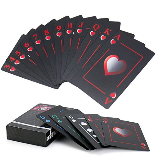 Product Cover Joyoldelf Creative Playing Cards, Plastic Pvc Waterproof Poker Deck Of Cards With Black Backing In Box For Cardistry, Magic Trick And Party