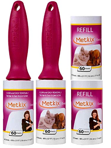 Product Cover Metkix Lint Rollers for Pet Hair Remover,Extra Sticky -Upgraded Handles- Pet Lint Brush Fur Lint Remover,Cat Dog Hair Remover for Furniture and Clothes Total 240 Sheets