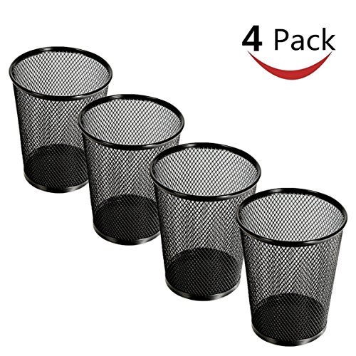 Product Cover Mesh Pencil Holder Metal Pencil Cup 4 inch Pen Organizer Black 4 Packs