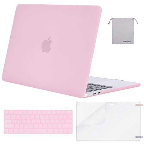 Product Cover MOSISO MacBook Pro 13 inch Case 2019 2018 2017 2016 Release A2159 A1989 A1706 A1708, Plastic Hard Shell &Keyboard Cover &Screen Protector &Storage Bag Compatible with MacBook Pro 13, Clear Pink