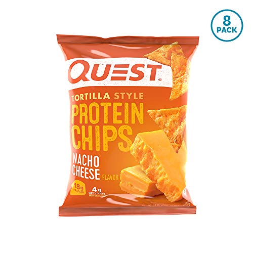 Product Cover Quest Nutrition Tortilla Style Protein Chips, Nacho Cheese, Low Carb, Gluten Free, Baked, 1.1 Ounce (Pack of 8)