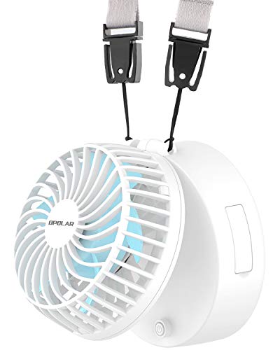 Product Cover OPOLAR Battery Operated Necklace Fan, Rechargeable Personal Fan with 2200mAh Battery and 3 Setting, 5-16H Working Hours, 180° Rotating Free Adjustment for Camping/Outdoors/Travel/Office (White)