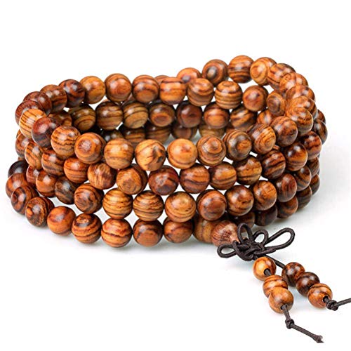 Product Cover Wintefei Women Men 8mm Wooden Bead Buddhist Prayer Mala Necklace Bracelet Gift Jewelry