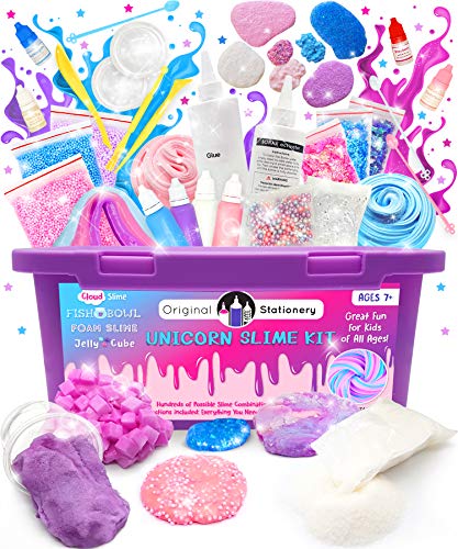 Product Cover Original Stationery Unicorn Slime Kit Supplies Stuff for Girls Making Slime [Everything in One Box] Kids Can Make Unicorn, Glitter, Fluffy Cloud, Floam Putty, Pink